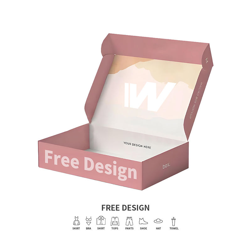 Caixas de embalagem de roupas onduladas rosa suave
