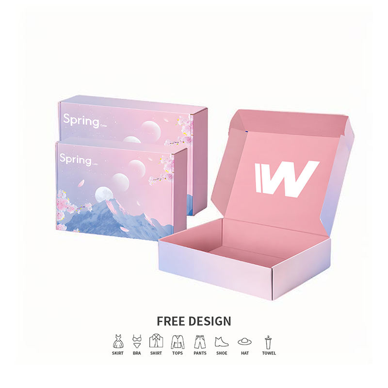 Caixas de embalagem de roupas onduladas com gradiente pastel