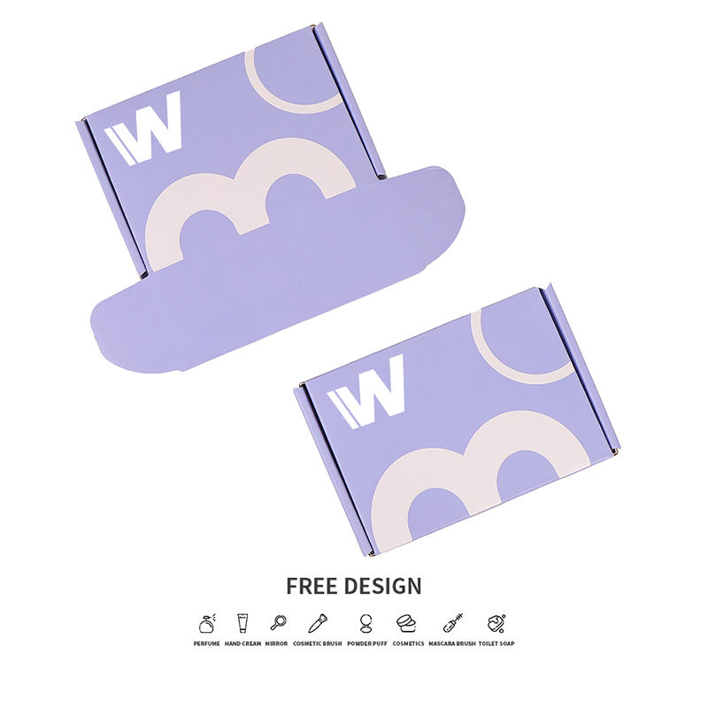 Caixas de embalagens cosméticas onduladas roxas lavanda