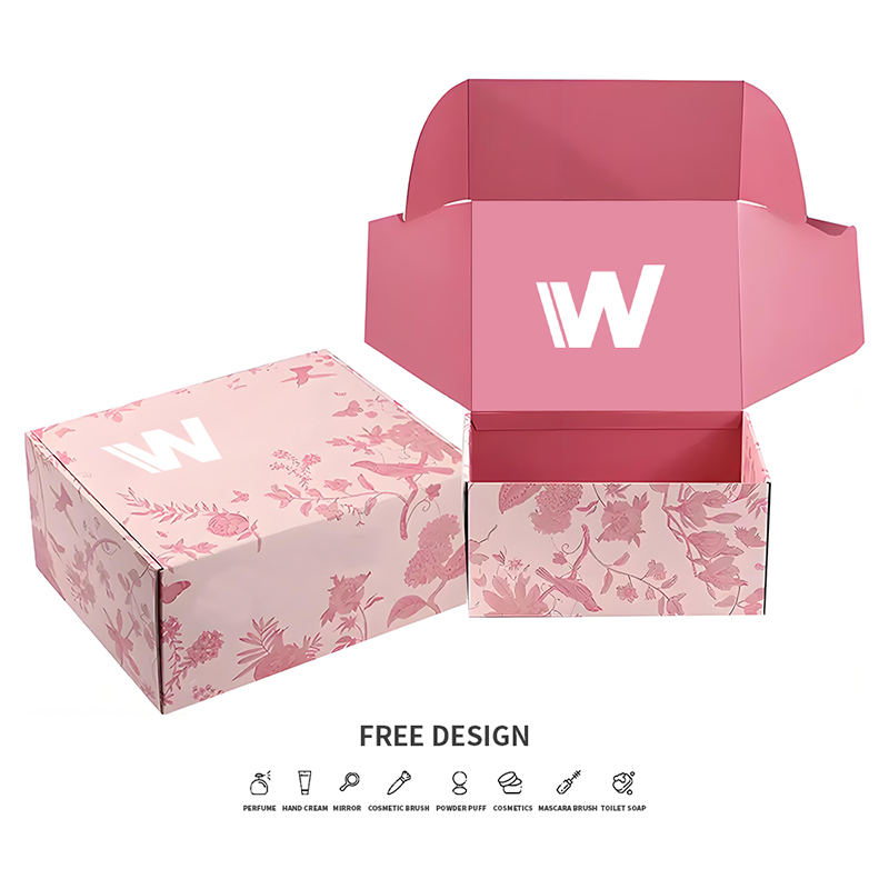 Caixas de embalagens cosméticas onduladas de flores e plantas