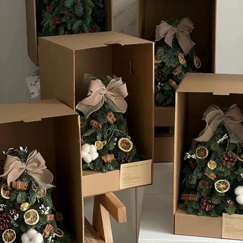 Caixas de presente de flores onduladas marrons uniformes