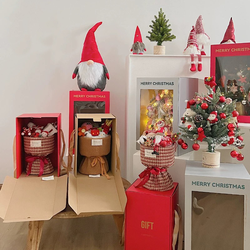 Caixas de presente de flores transparentes com tema festivo